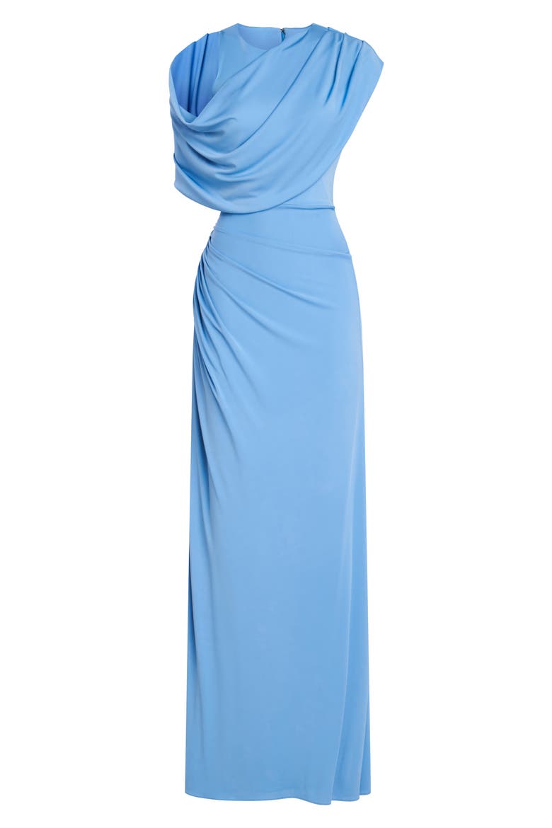 Casi Ruched Jersey Evening Gown, Alternate, color, TRANQUIL BLUE