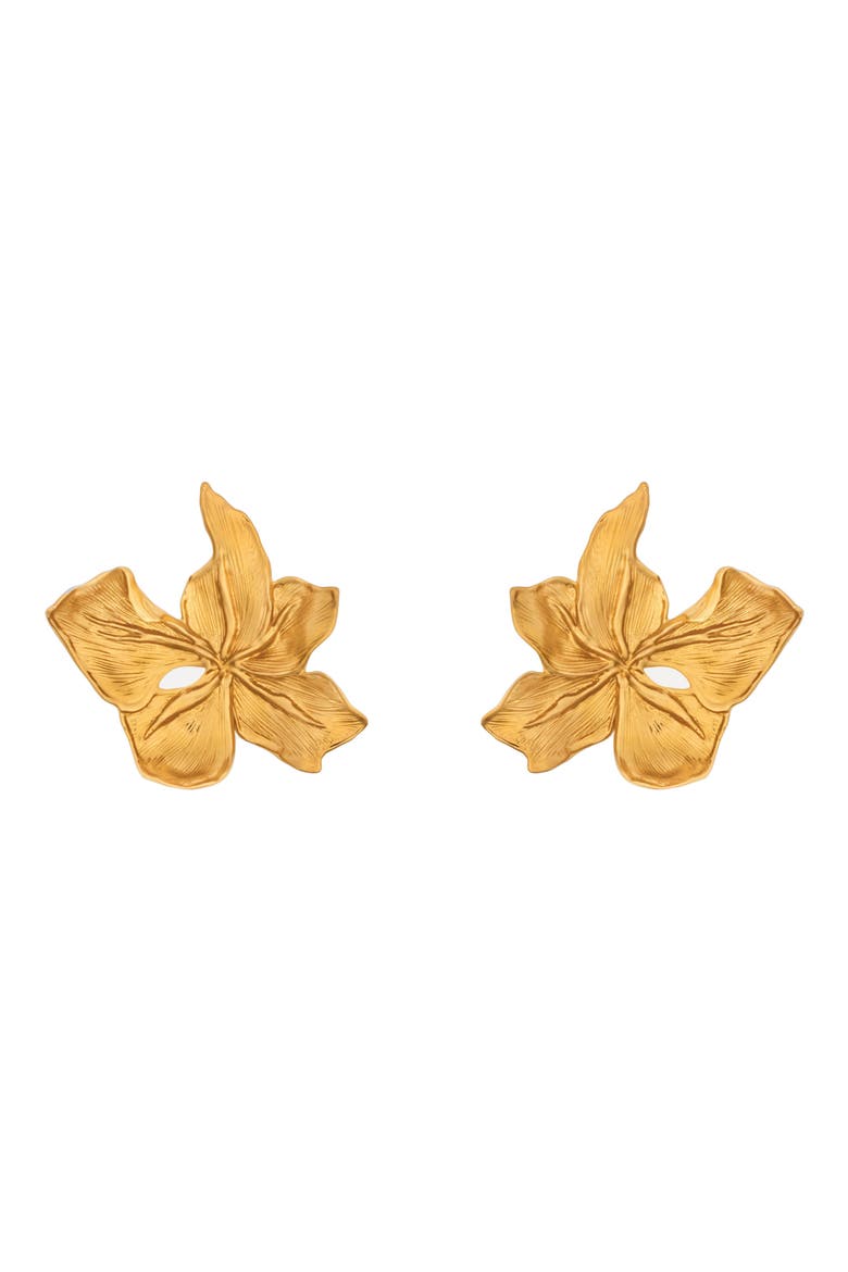 Small Cyclamen Stud Earrings, Main, color, GOLD