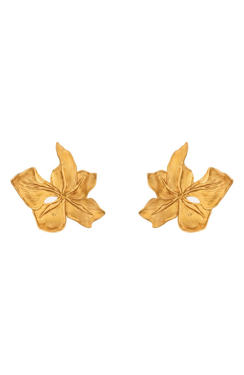 Oscar de la Renta Small Cyclamen Stud Earrings, Main, color, Gold