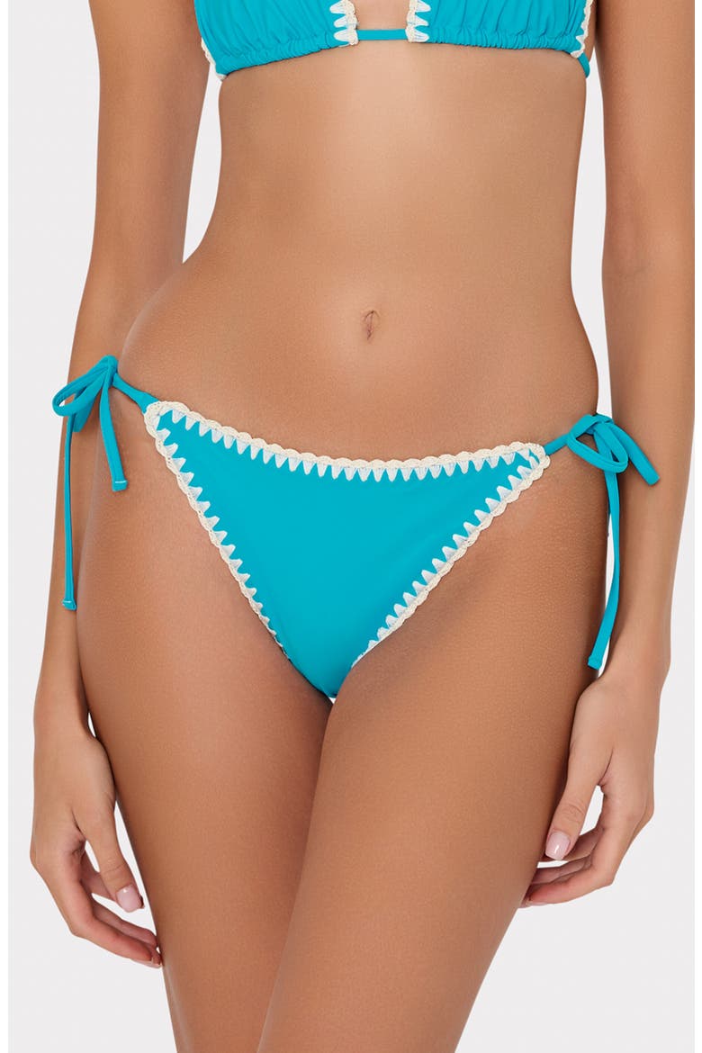 Whipstitch Detail String Bikini Bottoms, Main, color, TEAL