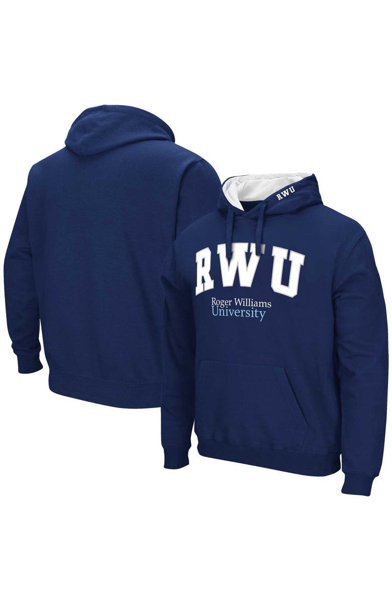 COLOSSEUM Men's Colosseum Navy RWU Hawks Arch & Logo 3.0 Pullover Hoodie, Main, color, Navy