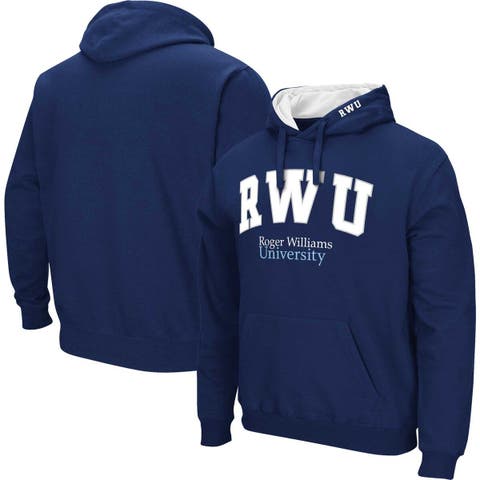 Men's Colosseum Navy RWU Hawks Arch & Logo 3.0 Pullover Hoodie