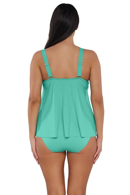 Sunsets Escape Sadie Tankini Swimsuit Top In Aqua Mist Sandbar Rib