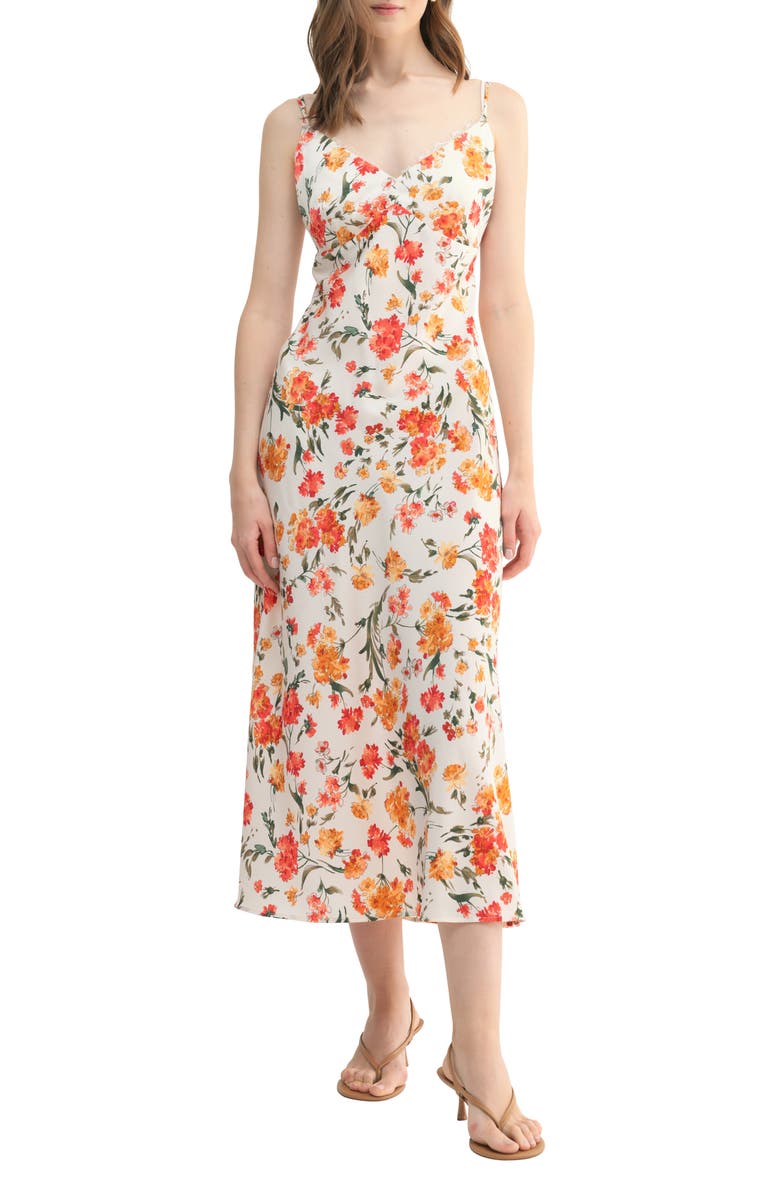 Lush Floral Print Midi Dress, Main, color, 