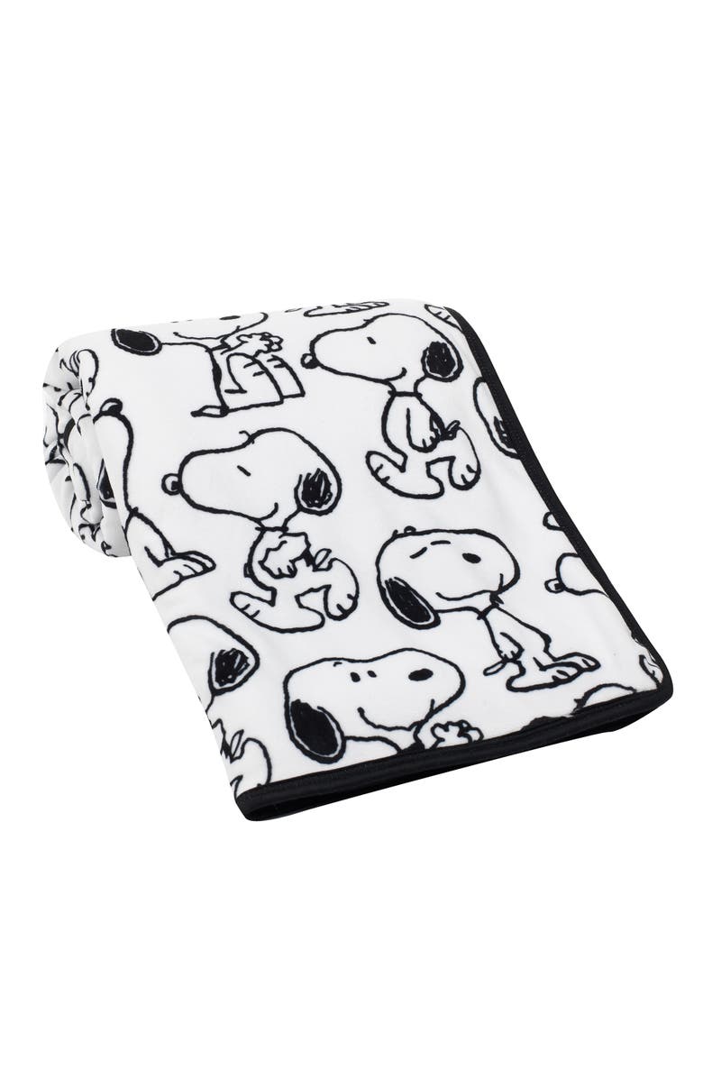 Lambs & Ivy Classic Snoopy Minky and Faux Shearling Baby Blanket, Alternate, color, White