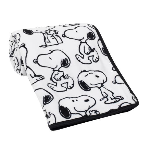 Lambs & Ivy Classic Snoopy Minky And Faux Shearling Baby Blanket In White