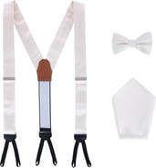 Trafalgar Sutton Solid Color Silk Brace Bow Tie & Pocket Square Combo