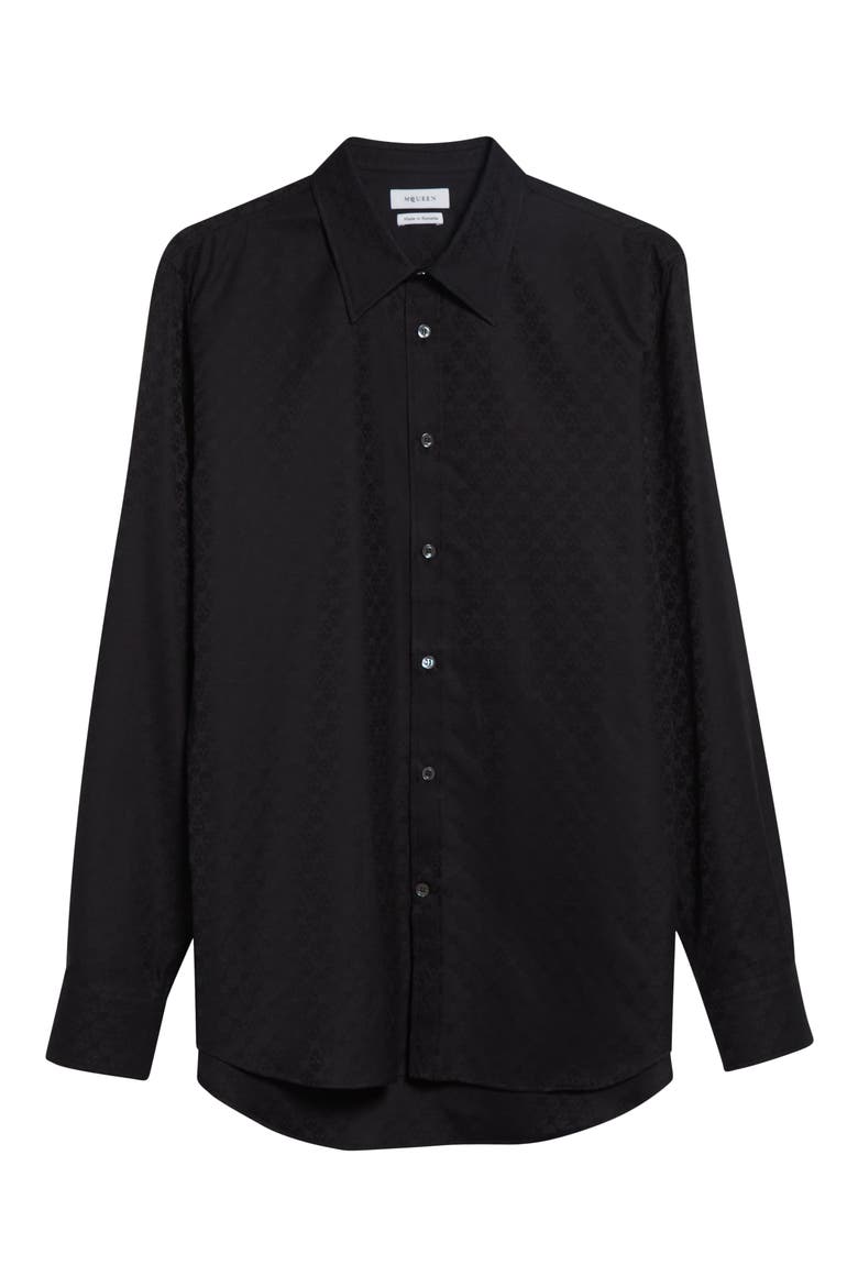 Skull Print Classic Placket Shirt, Alternate, color, BLACK