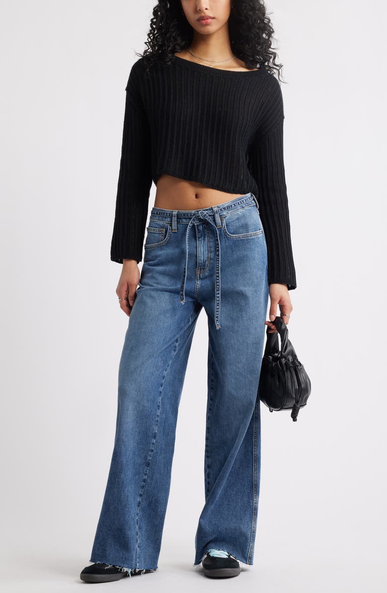 BP. Cotton Crop Sweater, Alternate, color, Black