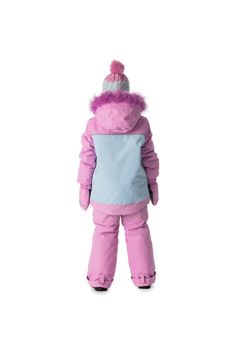 Girl Discover Fleece Colorblock Jacket Snow Pants Two Piece Snowsuit, Alternate, color, Pinkish Violet