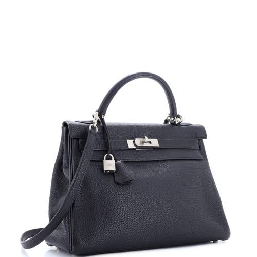 Pre-owned Hermes Hermes Kelly Handbag Black Togo With Brushed Palladium Hardware 32 In Black