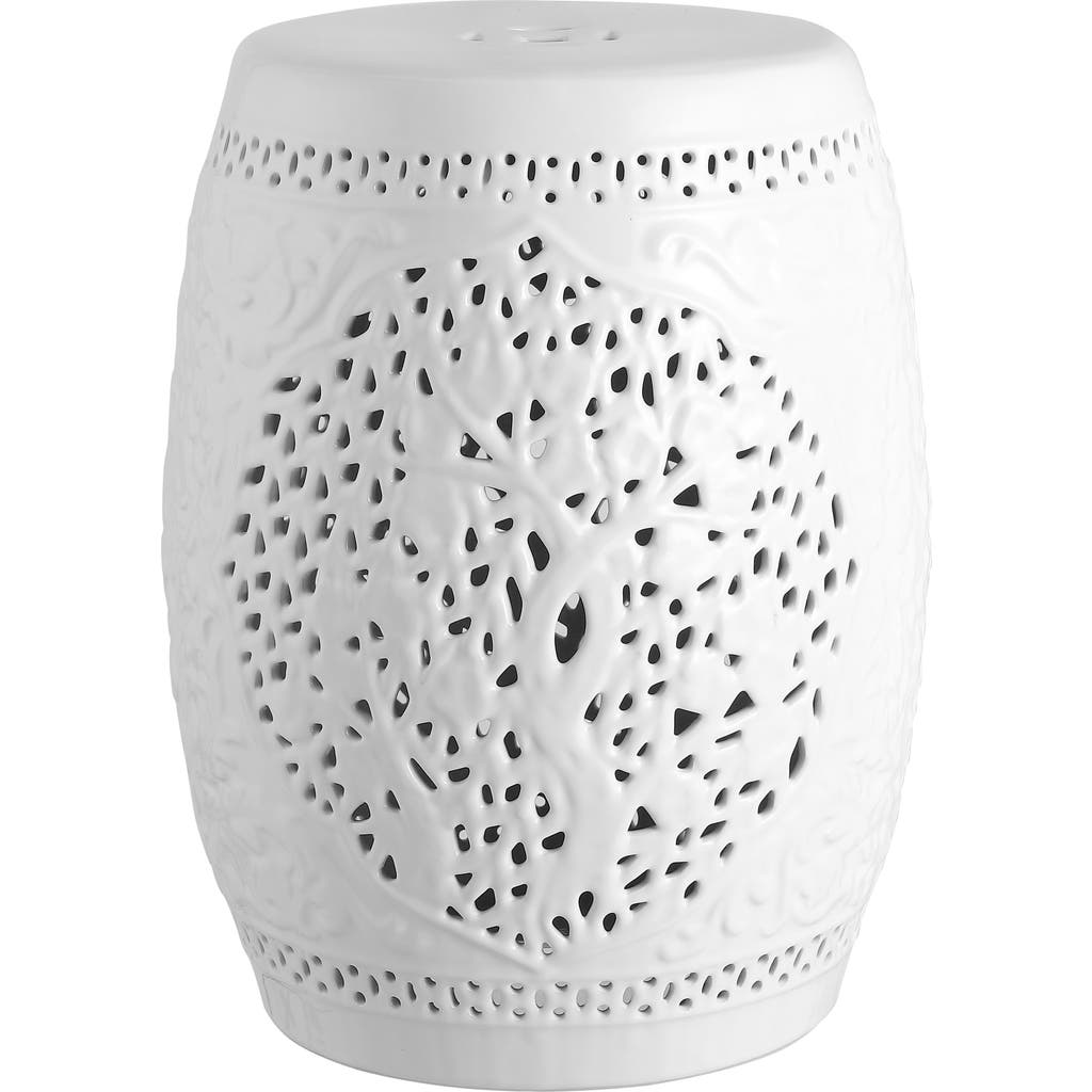 Jonathan Y Tree Of Life 18" Ceramic Garden Stool In White