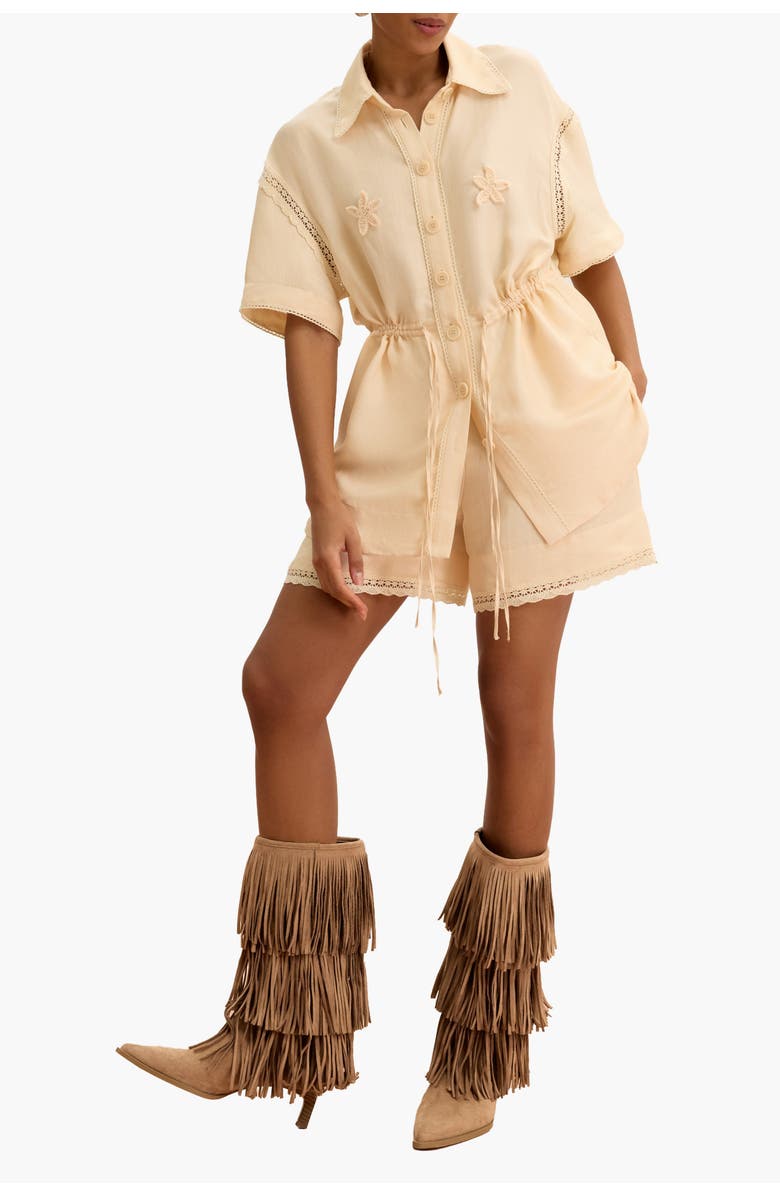 Malva Florea Lace-Trimmed High-Waisted Shorts, Alternate, color, Light Apricot