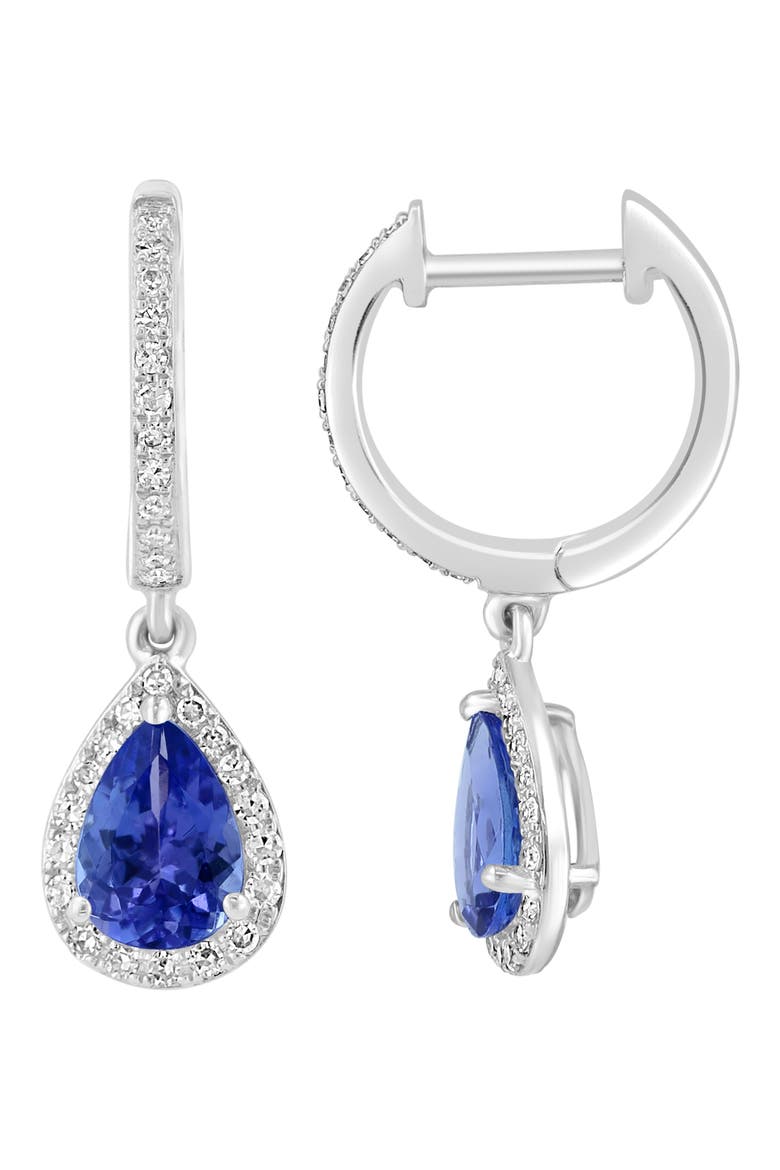 Sterling Silver Tanzanite & Diamond Drop Earrings, Main, color, PURPLE