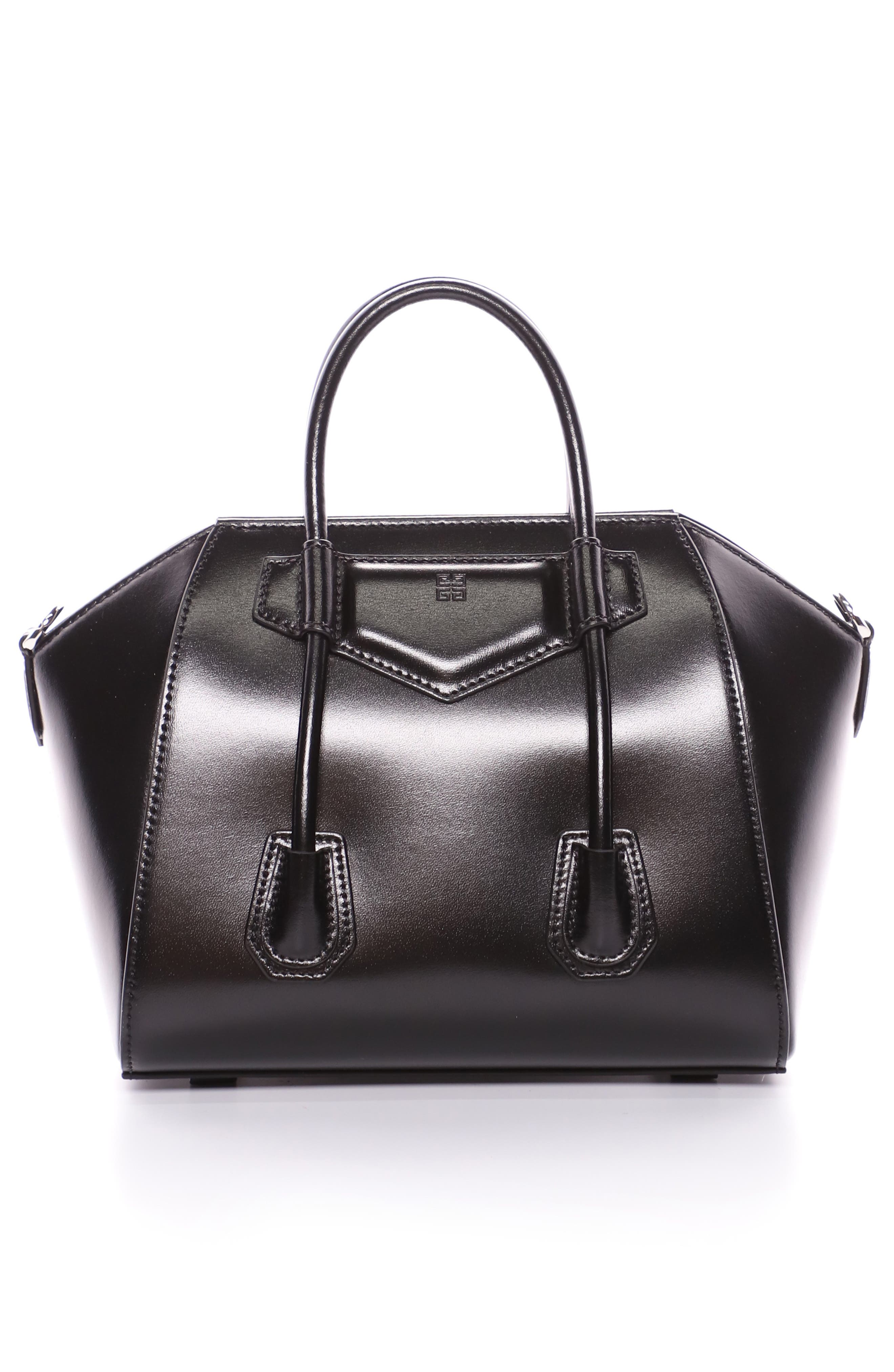 Givenchy Mini Antigona Lock Leather Satchel, Alternate, color, 