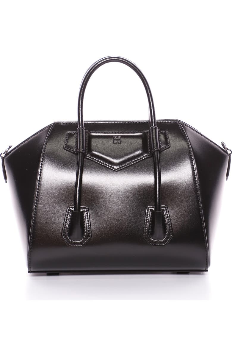 Givenchy Mini Antigona Lock Leather Satchel, Alternate, color,