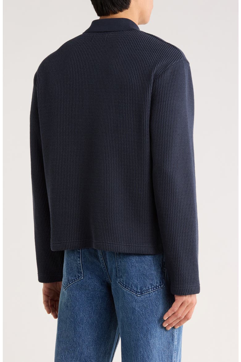 Wavy Knit Long Sleeve Zip Polo, Alternate, color, NAVY