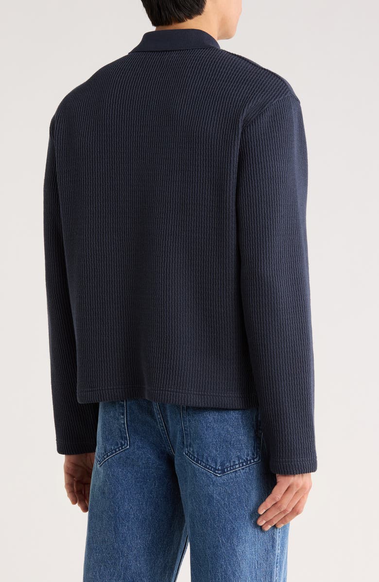 HONOR THE GIFT Wavy Knit Long Sleeve Zip Polo, Alternate, color, Navy