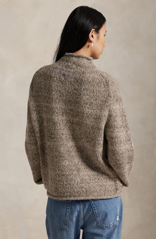 Polo Ralph Lauren Intarsia Flag Mock Neck Wool Blend Sweater In Gray
