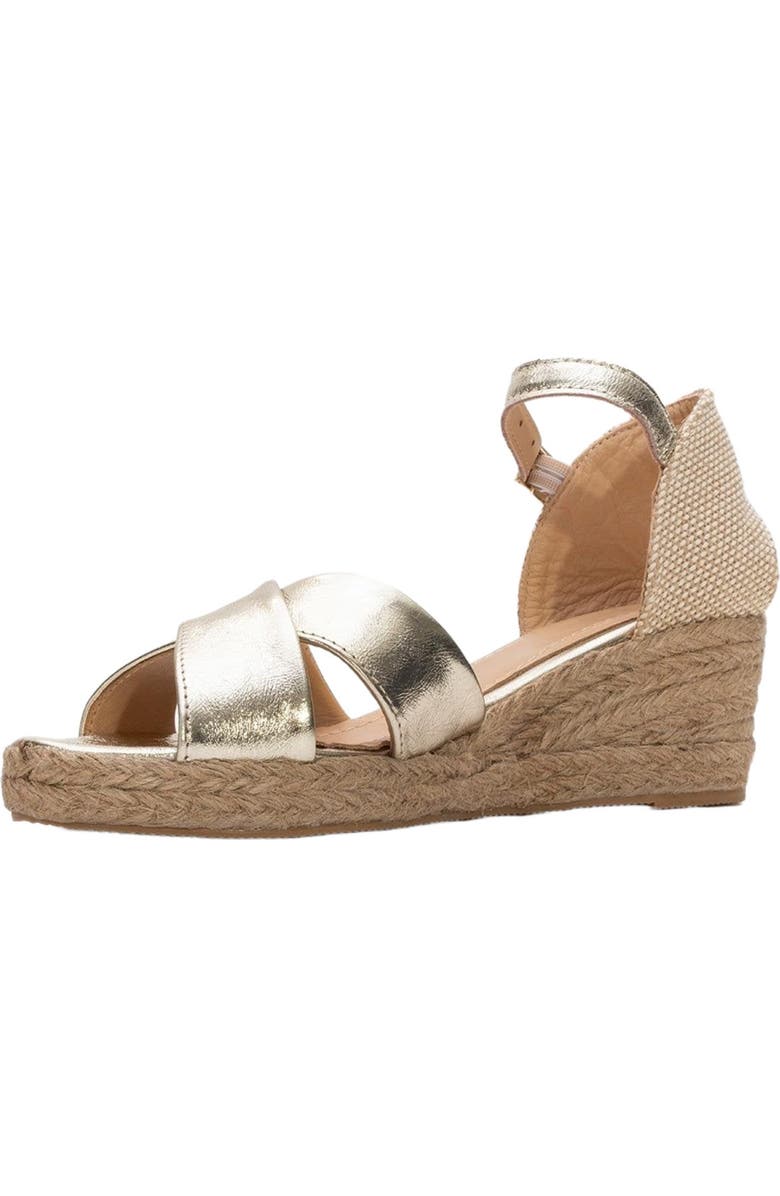 Forever & Always Shoes Miria Leather Platform Espadrille, Alternate, color, Gold Leather