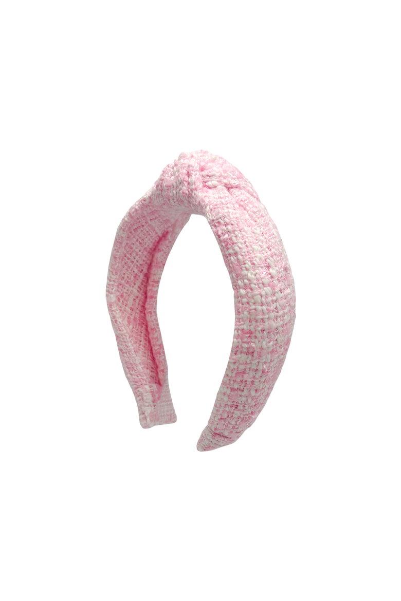 Tweed Knot Headband, Main, color, Pink/White