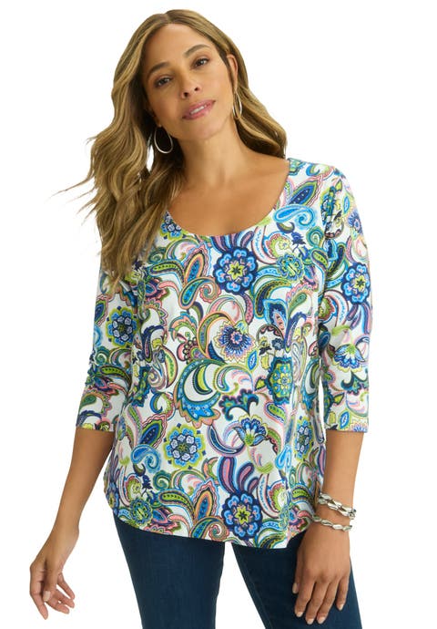 Stretch Cotton Scoop Neck Tee