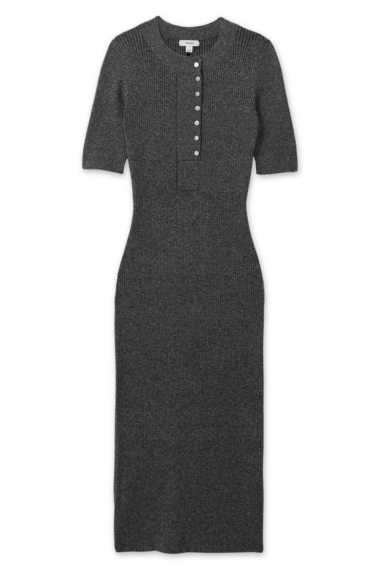 Sandy Wool Blend Rib Sweater Dress, Alternate, color, GREY