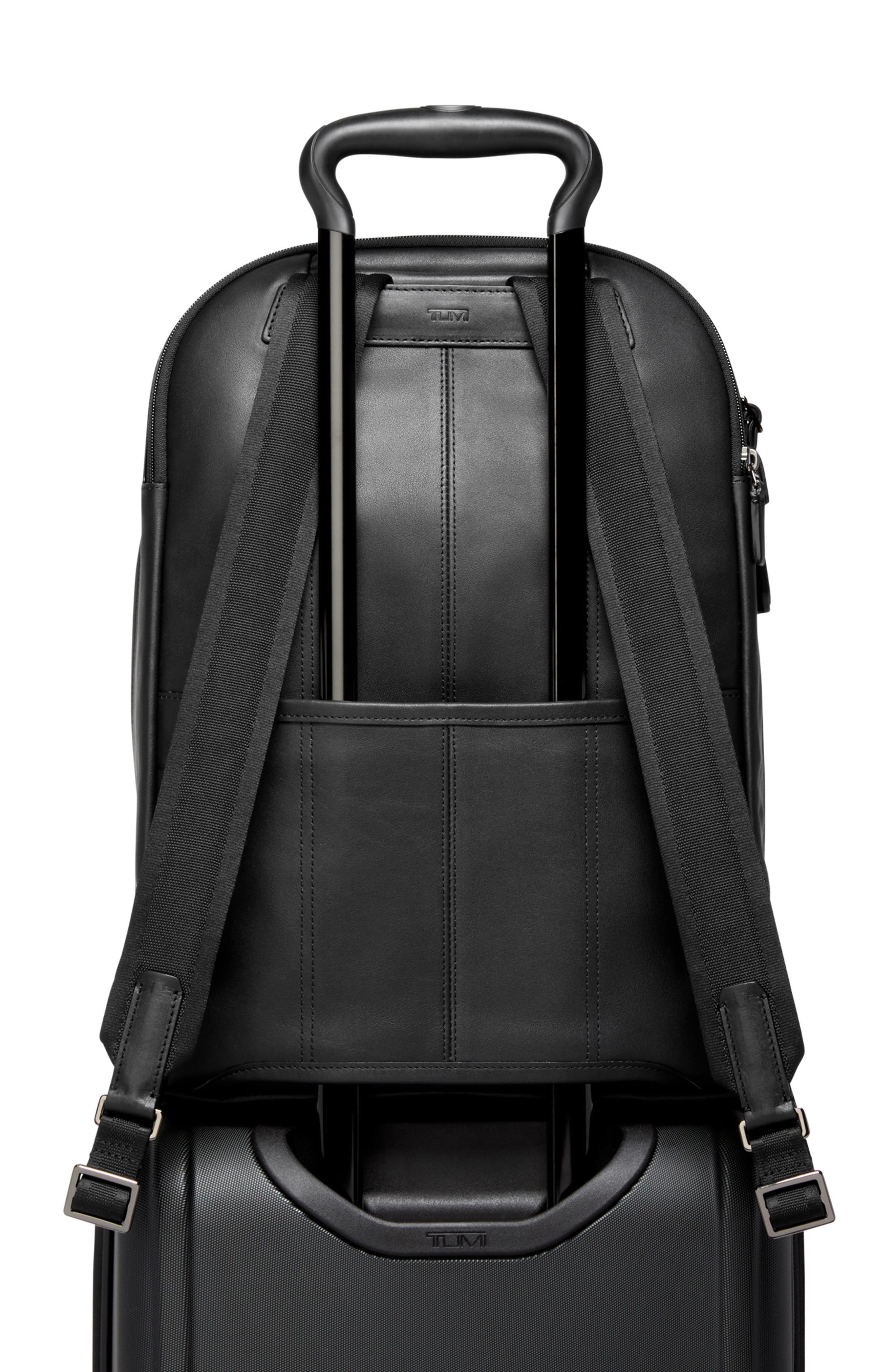 TUMI Warren Leather Backpack, Alternate, color, Black Bombe