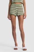 Alice + Olivia Bobbi Stripe Crochet Cotton Shorts
