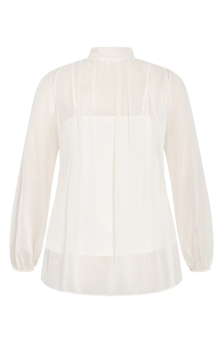 City Chic Seline Tie Neck Chiffon Shirt, Alternate, color, Cream