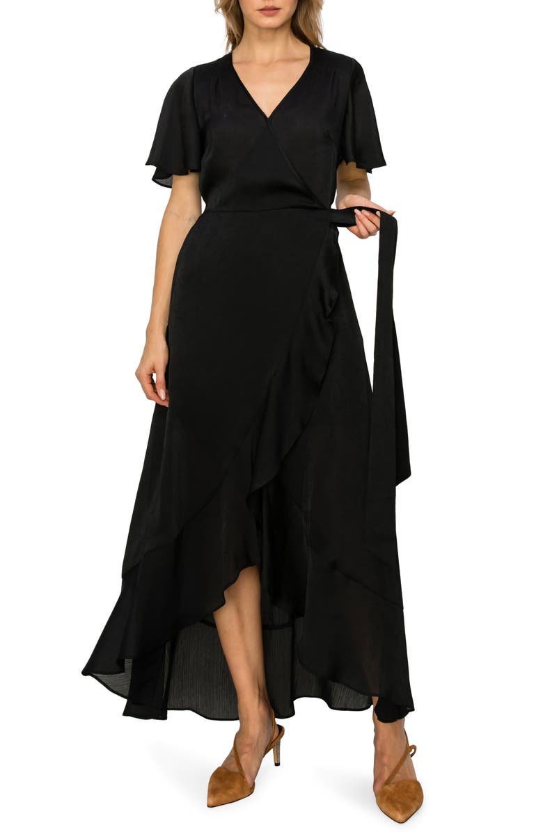 MELLODAY V-Neck Ruffle Sleeve Wrap Dress, Main, color, 