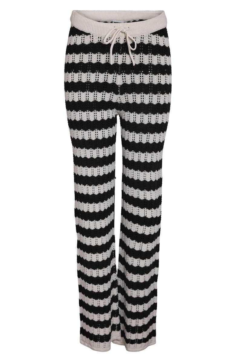 Noisy may Laika Flare Knit Pants, Alternate, color, Birch/ Black Stripes