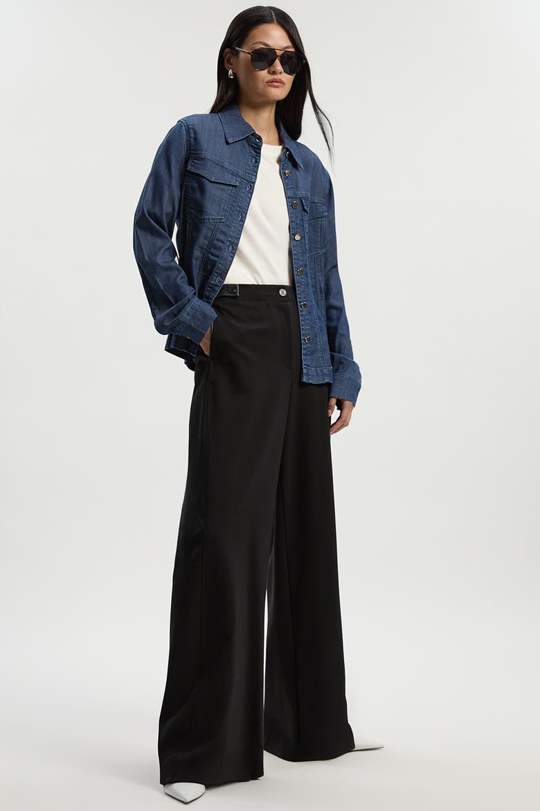 Ponte PU Wide Leg Pants, Alternate, color, Black
