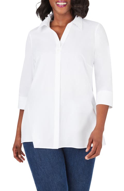 Pamela Non-Iron Stretch Tunic Blouse (Plus Size)