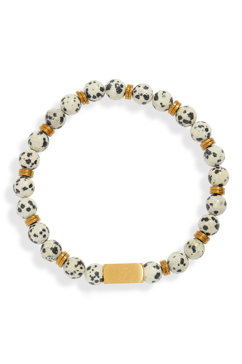 Men's Speckles Stone Beaded Bracelet, Main, color, WHITE