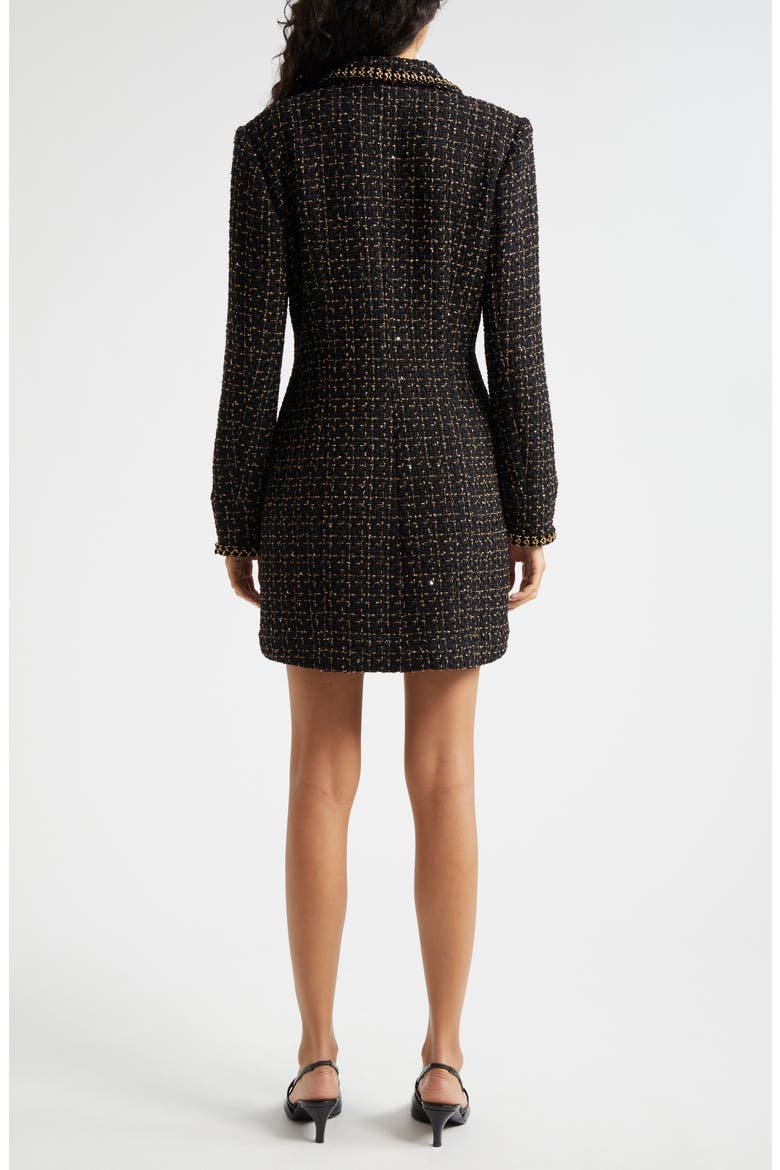 Sasha Long Sleeve Metallic Tweed Dress, Alternate, color, BLACK/ GOLD