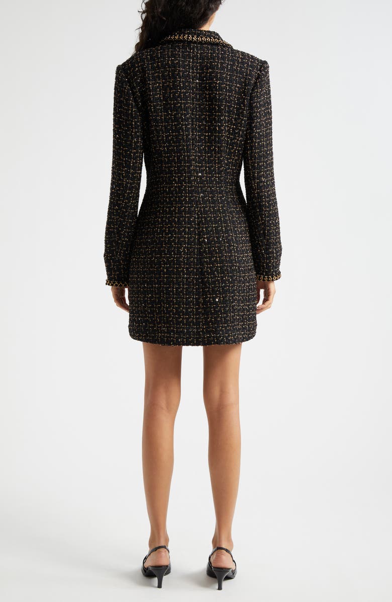 Cinq à Sept Sasha Long Sleeve Metallic Tweed Dress, Alternate, color, 