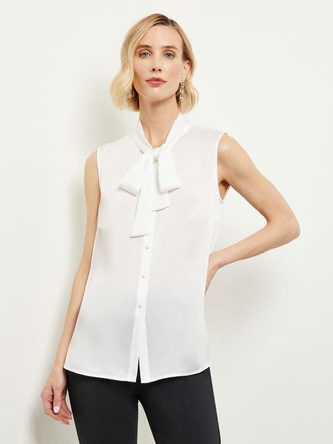 Tie Neck Crepe de Chine Blouse