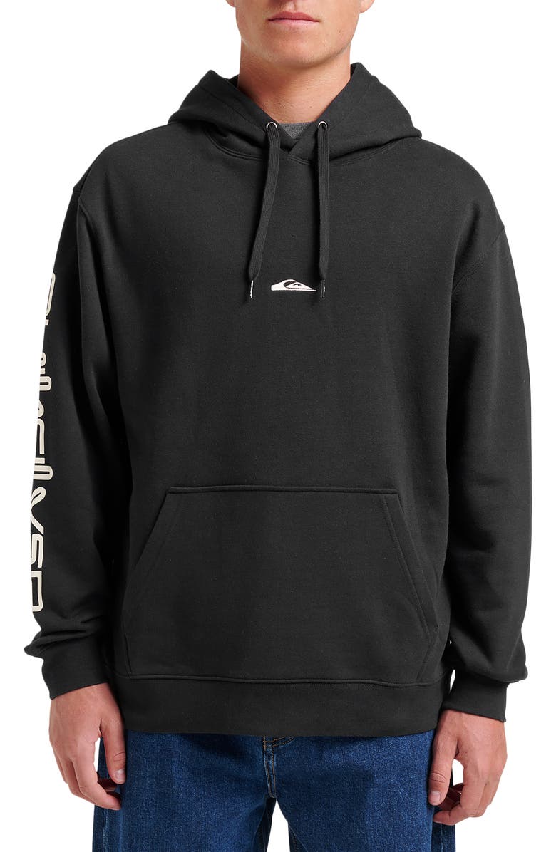 Quiksilver Passage Logo Embroidered Graphic Hoodie, Main, color, Black