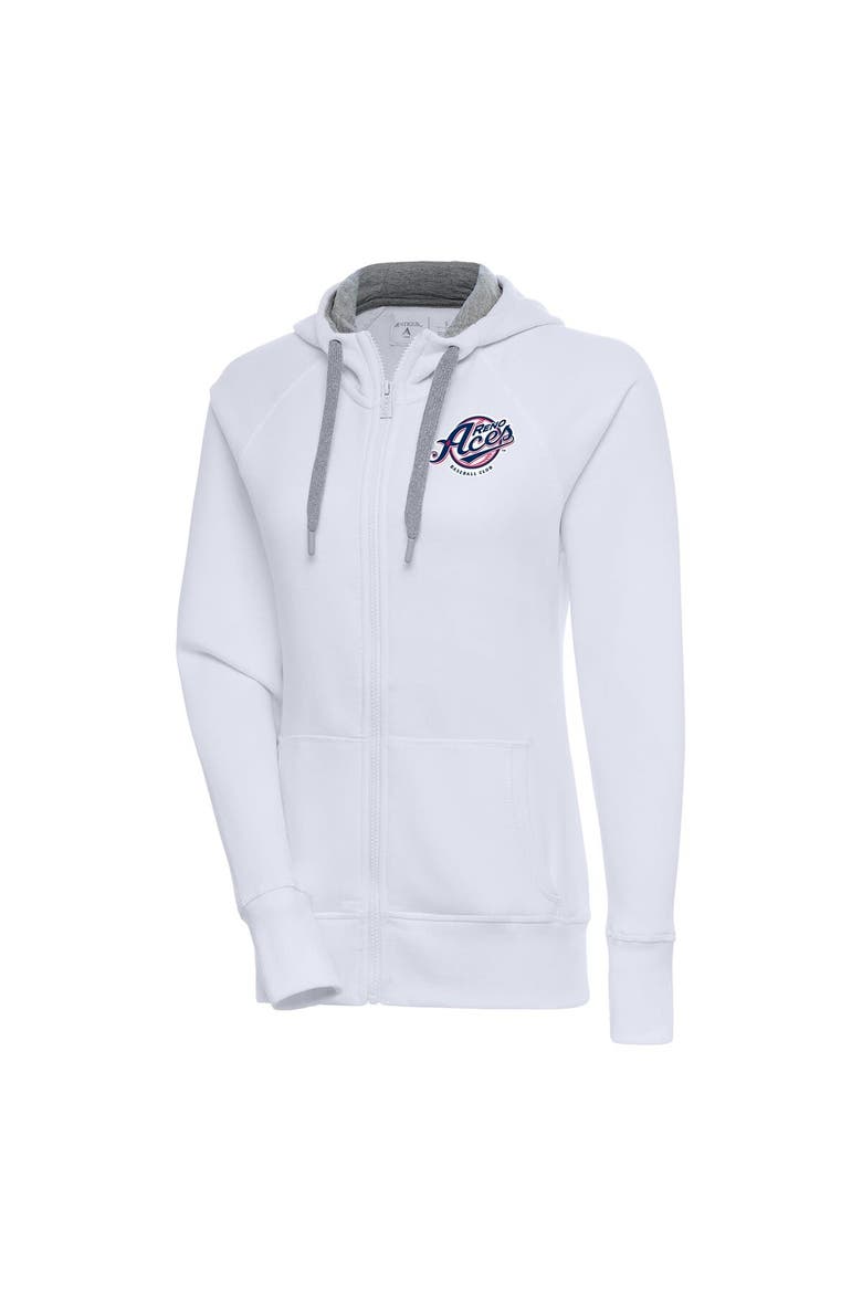 Women's Antigua  White Reno Aces Victory Full-Zip Hoodie, Main, color, White