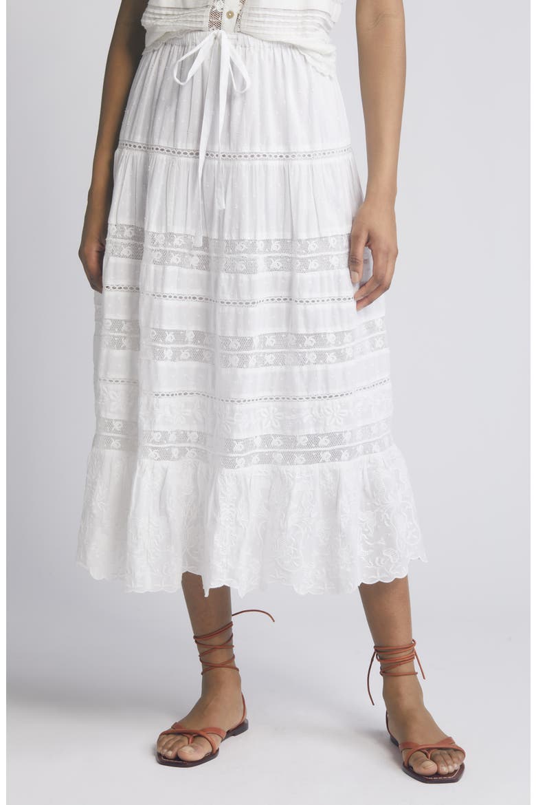 Donna Lace Tie Waist Maxi Skirt, Main, color, WHITE