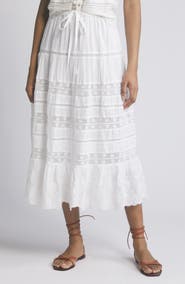 LoveShackFancy Donna Lace Tie Waist Maxi Skirt