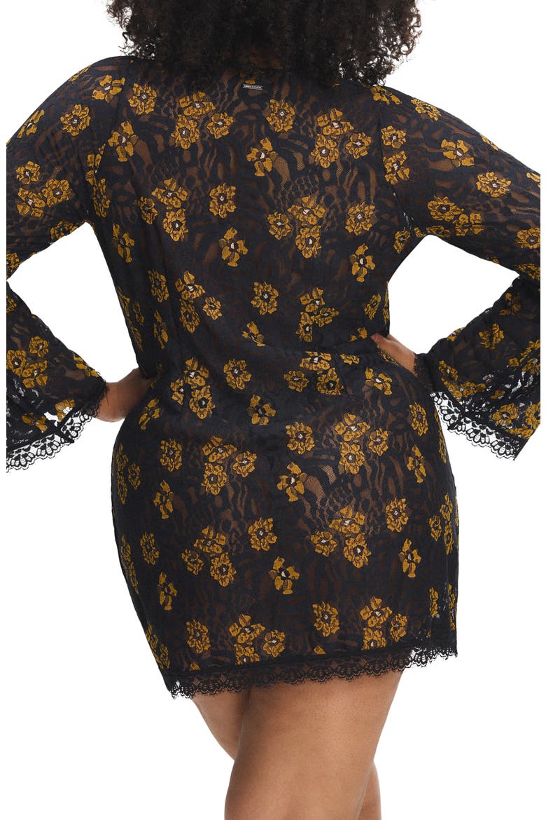 Feline Floral Sleep Shift Dress, Alternate, color, BLACK CAVIAR
