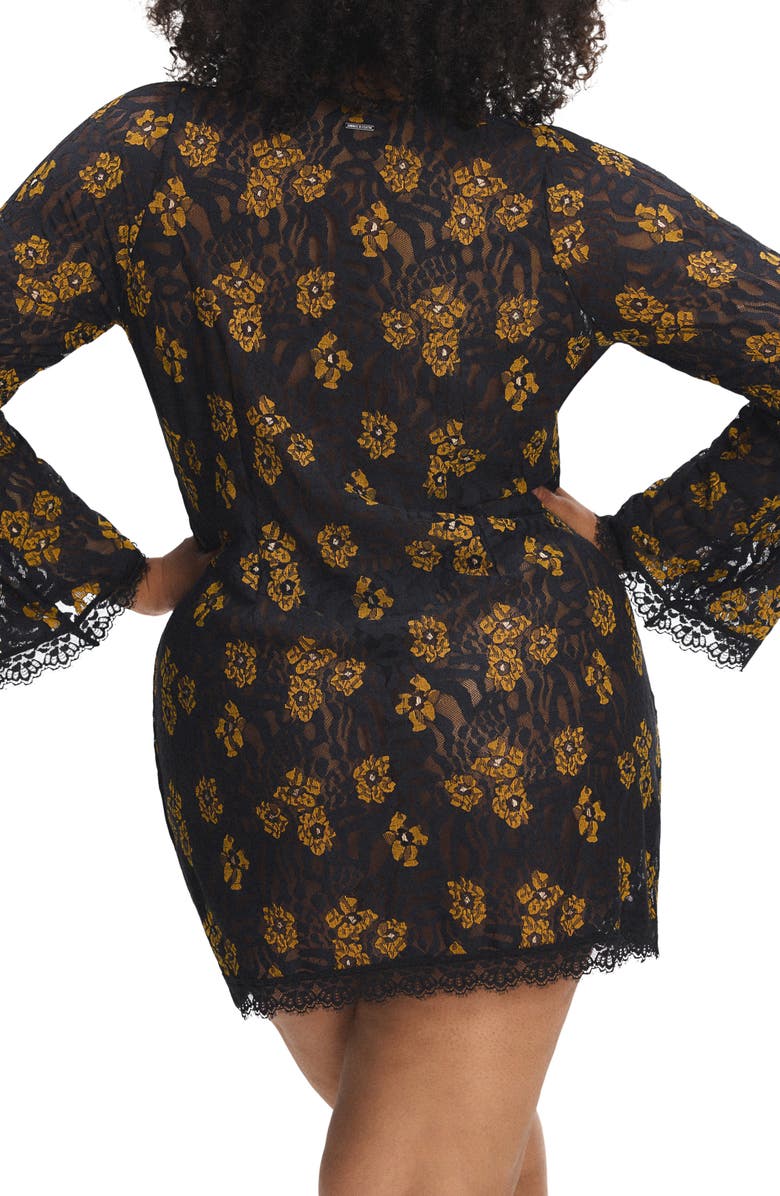 SAVAGE X FENTY Feline Floral Sleep Shift Dress, Alternate, color, Black Caviar