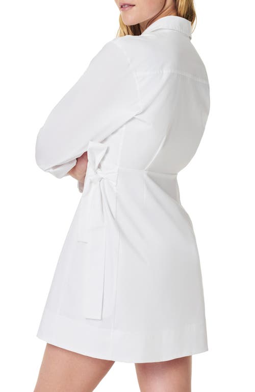 Spanx ® Long Sleeve Poplin Wrap Dress In White