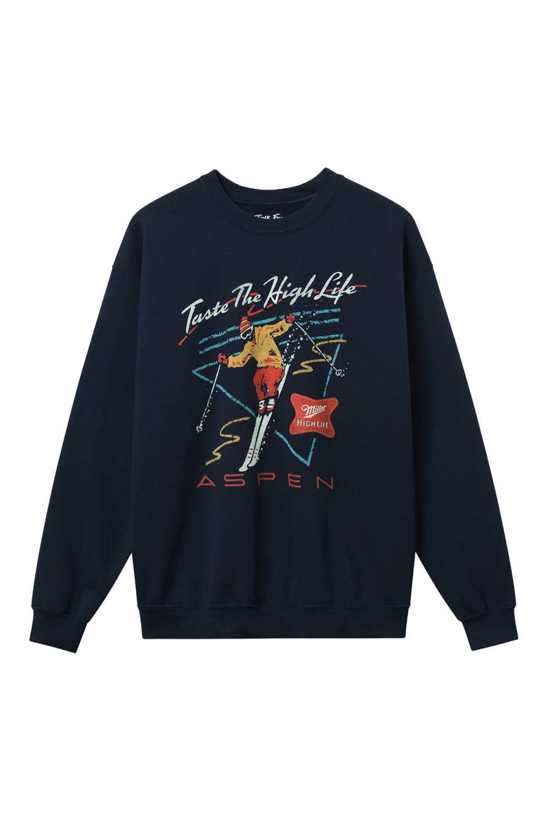 Miller Taste the High Life Graphic Sweatshirt, Main, color, NAVY