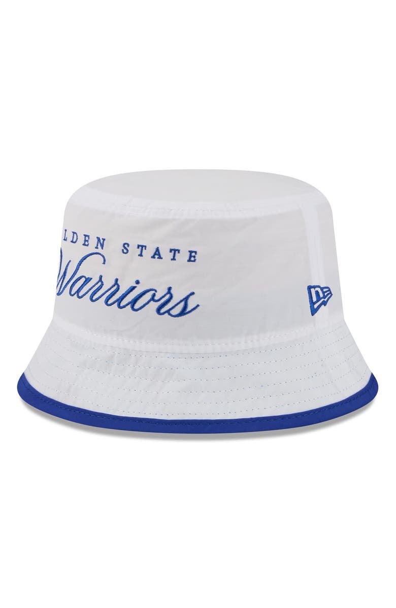 New Era Men's New Era White/Royal Golden State Warriors 2025 NBA Draft Nylon Bucket Hat, Alternate, color, White