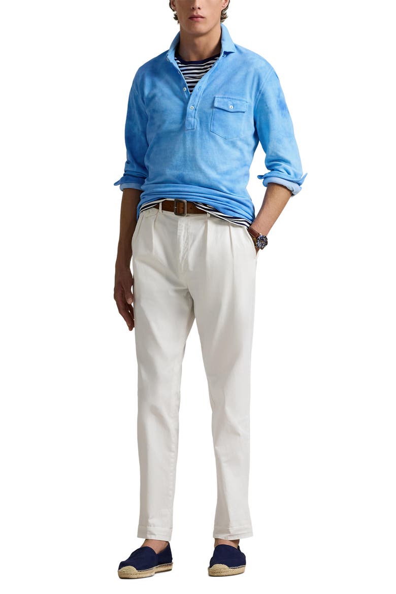 Long Sleeve Cotton Piquè Polo, Alternate, color, SKY BLUE