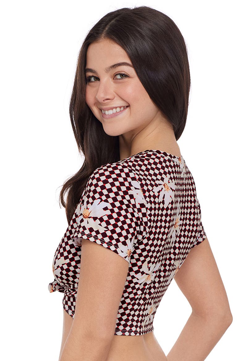 Coverup Tee Rashguard With Adjustable Front Tie, Alternate, color, Spring Bloom