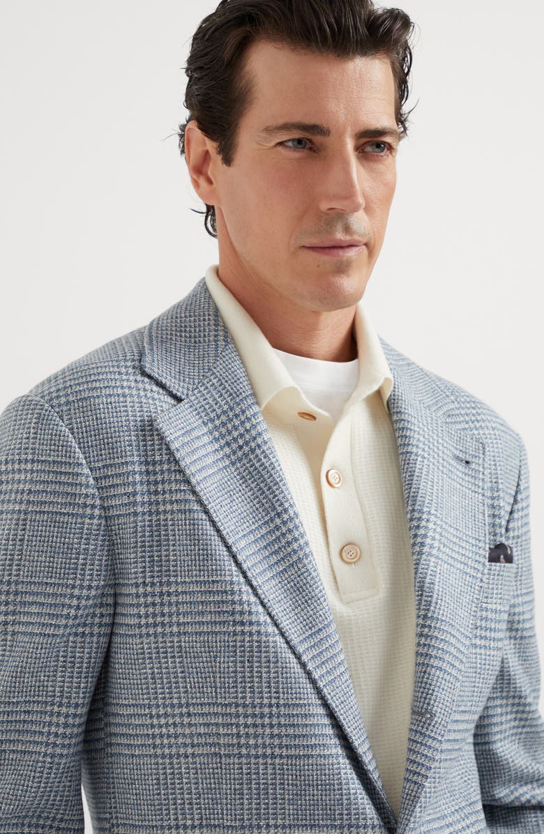 Brunello Cucinelli Comfort wool, silk and cashmere Prince of Wales deconstructed blazer, Alternate, color, 